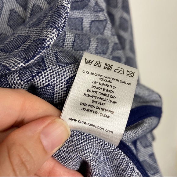 Pure Collection Blue Geometric Print Button Blazer - Picture 8 of 10